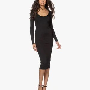 Anine Bing Montana Ribbed Jersey Bodycon Dress in Black Size Small